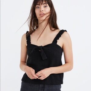 Madewell Texture & Thread Black Tie Front Tank Size Medium